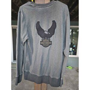 Mens Size Medium Harley Davidson Motorcycles Gray Eagle Crew Long Sleeve Shirt